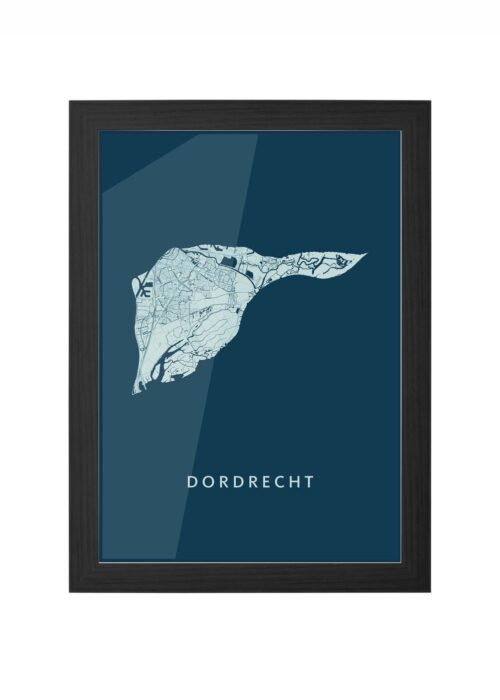 dordrecht stadskaart poster ingelijst in zwarte lijst