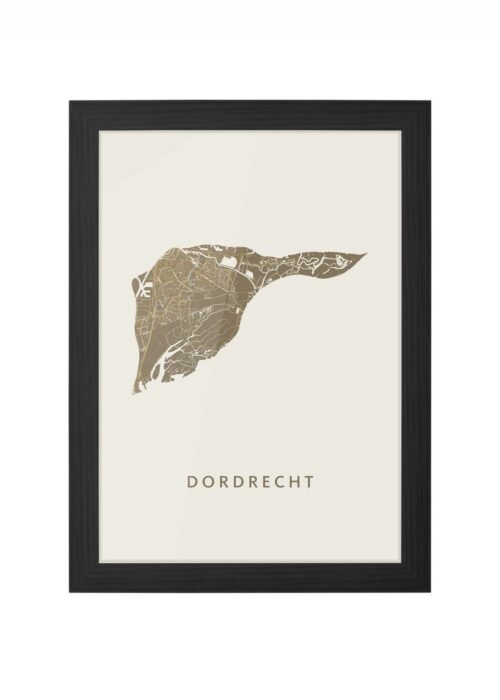 dordrecht stadskaart poster ingelijst in zwarte lijst