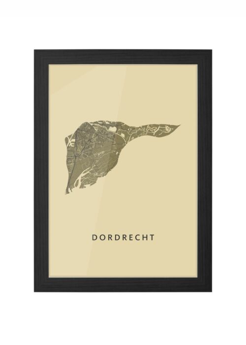 dordrecht stadskaart poster ingelijst in zwarte lijst