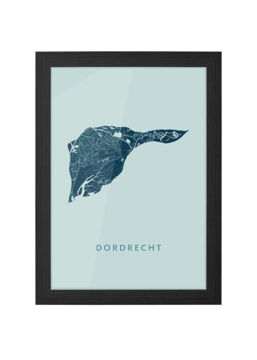 dordrecht stadskaart poster ingelijst in zwarte lijst