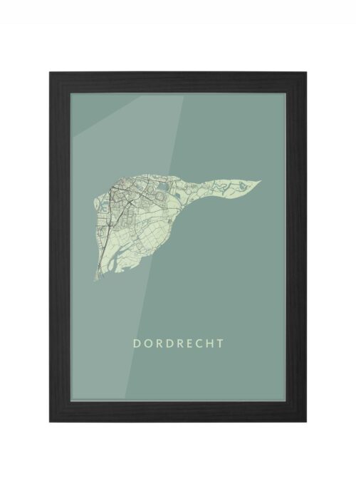 dordrecht stadskaart poster ingelijst in zwarte lijst