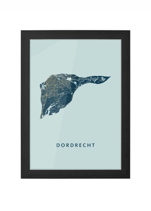 dordrecht stadskaart poster ingelijst in zwarte lijst