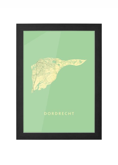 dordrecht stadskaart poster ingelijst in zwarte lijst