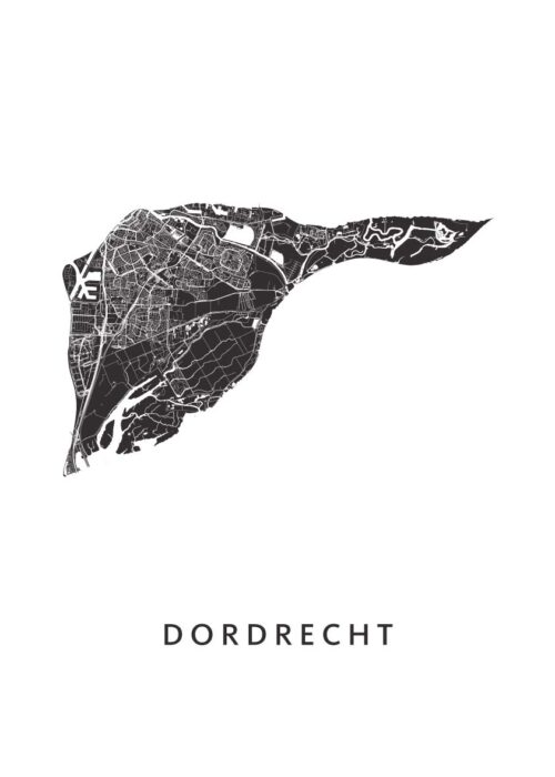 Dordrecht Stadskaart poster White