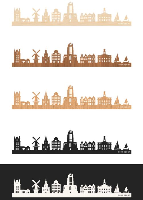 Houten Skyline van Dordrecht