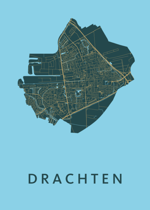 Drachten Azure Stadskaart Poster Kopen