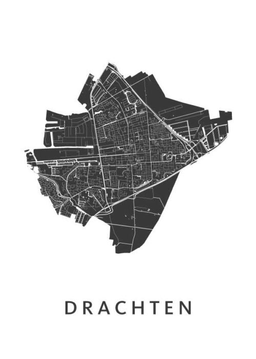 Drachten White Stadskaart Poster Kopen