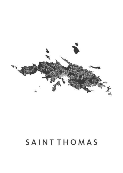 Saint Thomas Eilandkaart Poster