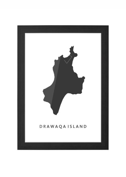 drawaqa island eilandkaart poster ingelijst in zwarte lijst