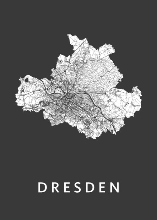 Dresden Black Stadskaart Poster Kopen
