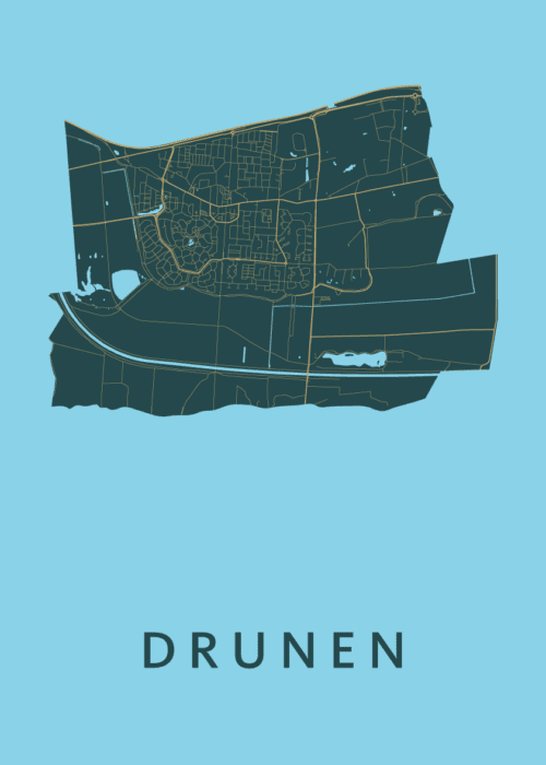 Drunen Azure Stadskaart Poster Kopen