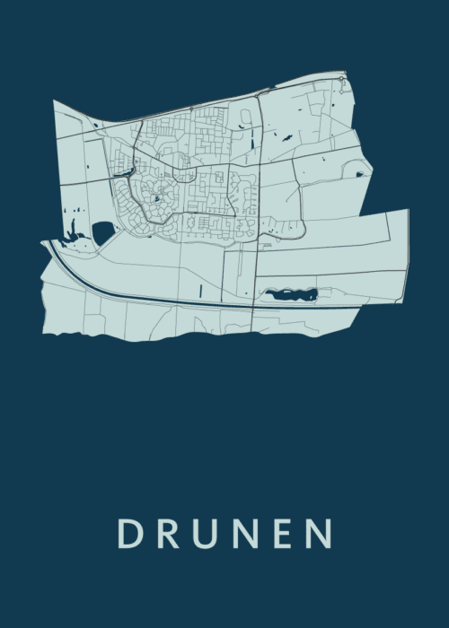 Drunen Navy Stadskaart Poster Kopen