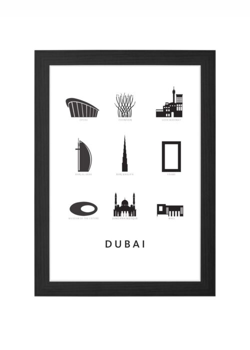 dubai architectuur poster ingelijst in zwarte lijst