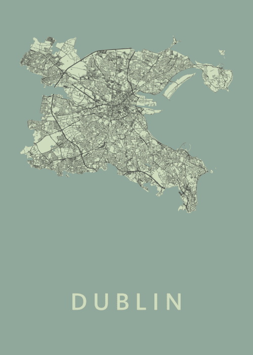 Dublin Olive Stadskaart Poster Kopen