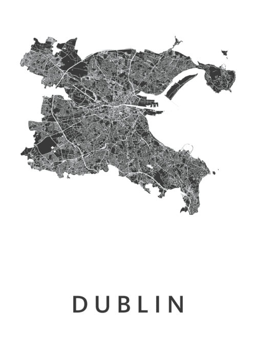 Dublin White Stadskaart Poster Kopen