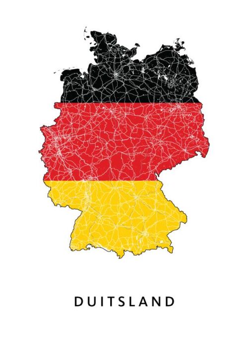 Duitsland Landkaart Poster met Landvlag