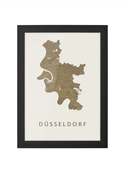 Düsseldorf Gold Stadskaart Poster Kopen
