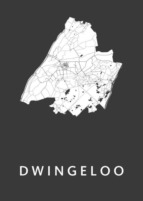 Dwingeloo Black Stadskaart Poster Kopen
