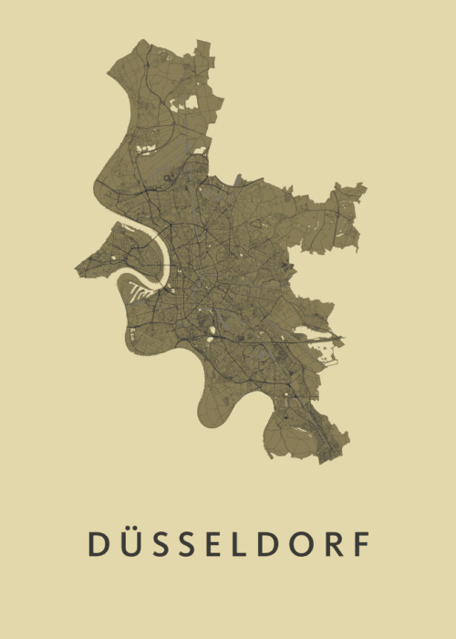 Düsseldorf GoldenRod Stadskaart Poster Kopen