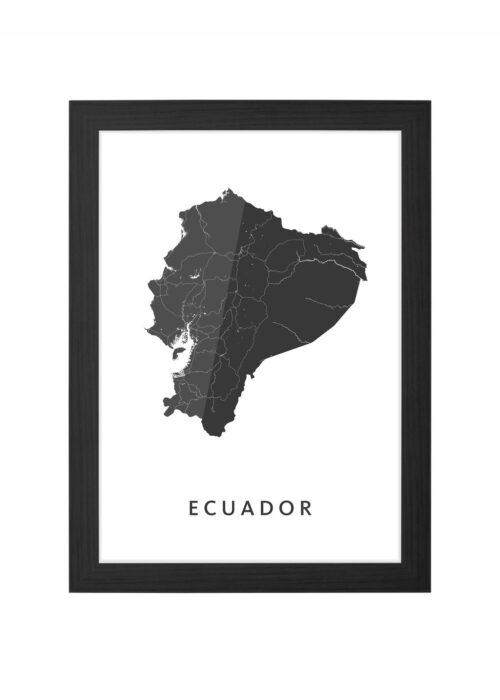 ecuador landkaart poster ingelijst in zwarte lijst
