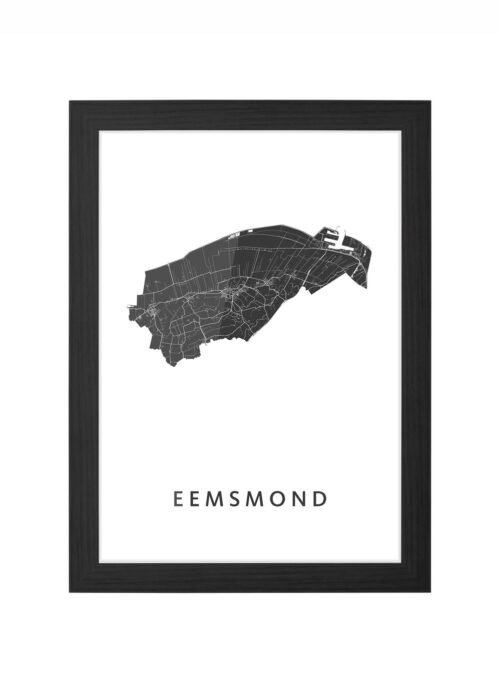 eemsmond gemeentekaart regiokaart poster ingelijst in zwarte lijst