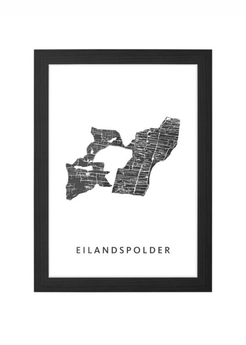 eilandspolder eilandkaart poster ingelijst in zwarte lijst