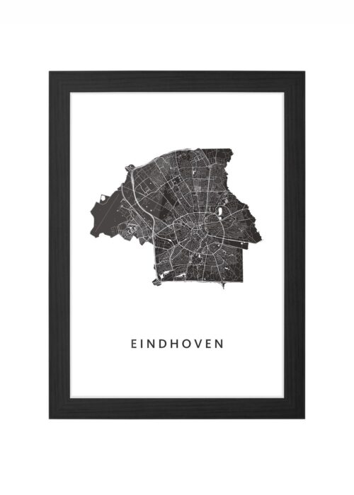 eindhoven stadskaart poster ingelijst in zwarte lijst