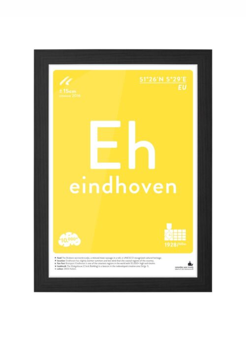eindhoven typografie poster ingelijst in zwarte lijst