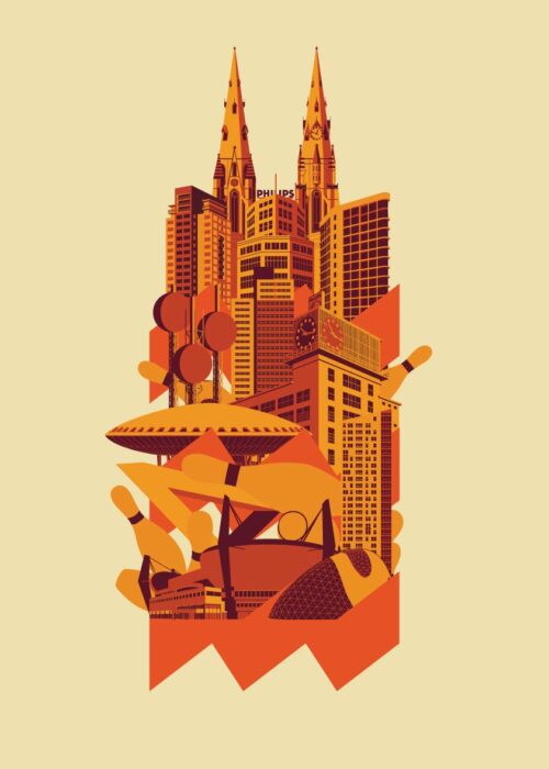 Eindhoven iconen lijntekening print