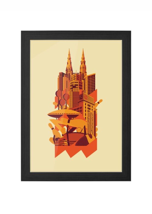 eindhoven iconen print nieki van diepen ingelijst in zwarte lijst