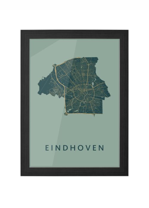 eindhoven stadskaart poster ingelijst in zwarte lijst