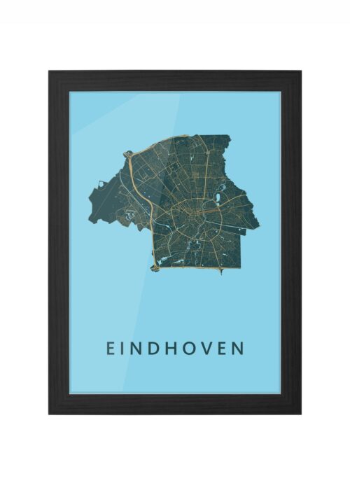 eindhoven stadskaart poster ingelijst in zwarte lijst
