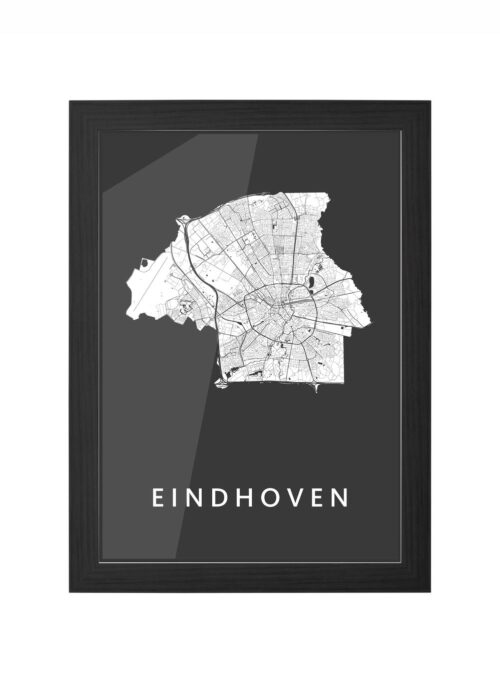 eindhoven stadskaart poster ingelijst in zwarte lijst