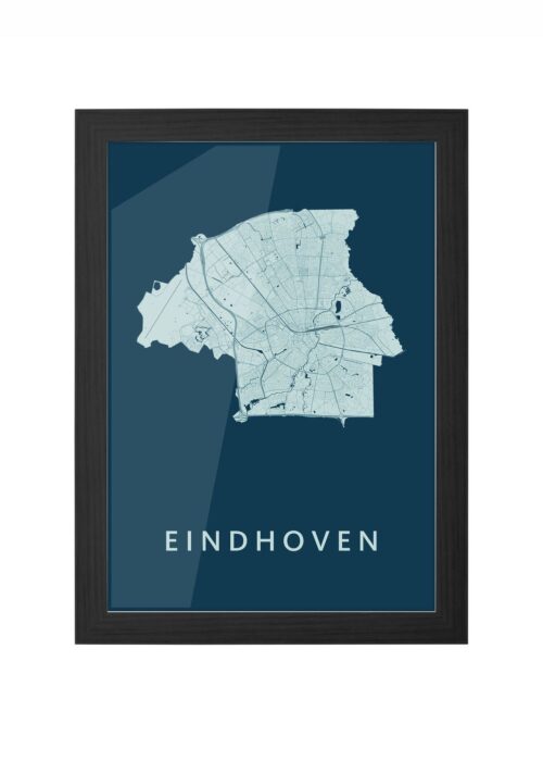 eindhoven stadskaart poster ingelijst in zwarte lijst