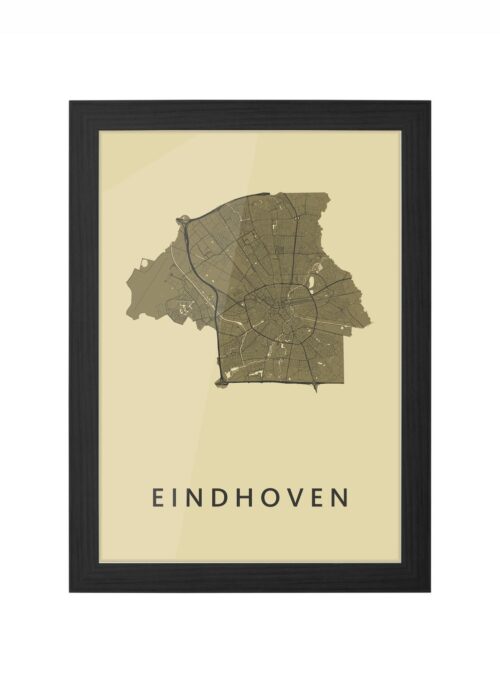 eindhoven stadskaart poster ingelijst in zwarte lijst