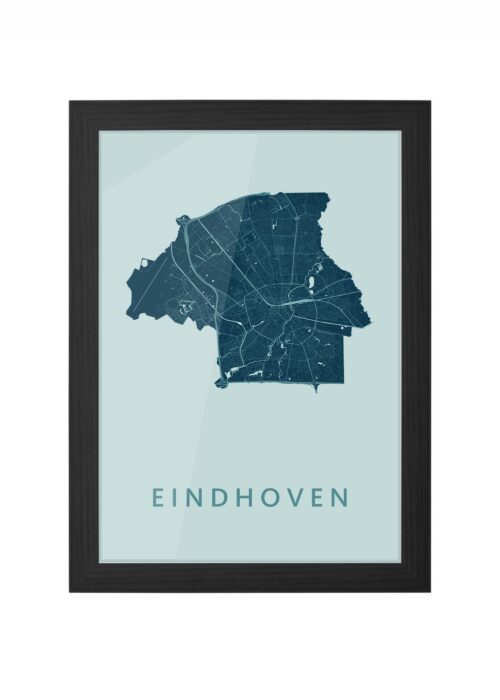 eindhoven stadskaart poster ingelijst in zwarte lijst