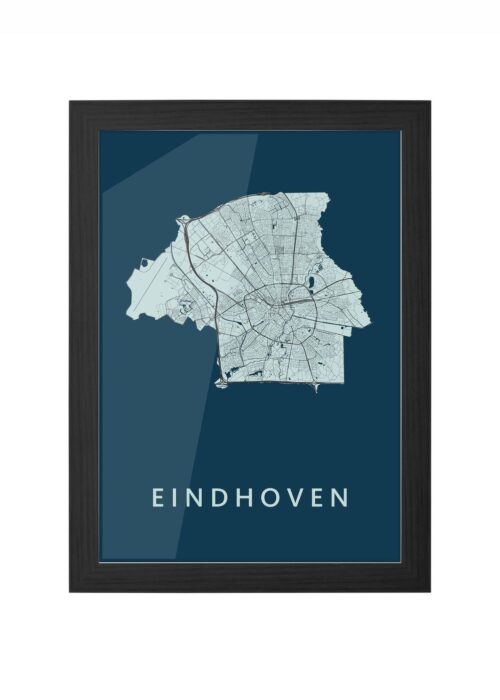 eindhoven stadskaart poster ingelijst in zwarte lijst