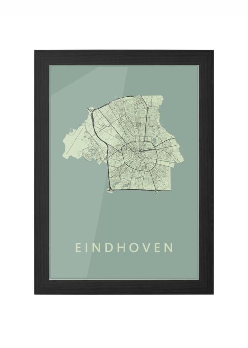 eindhoven stadskaart poster ingelijst in zwarte lijst