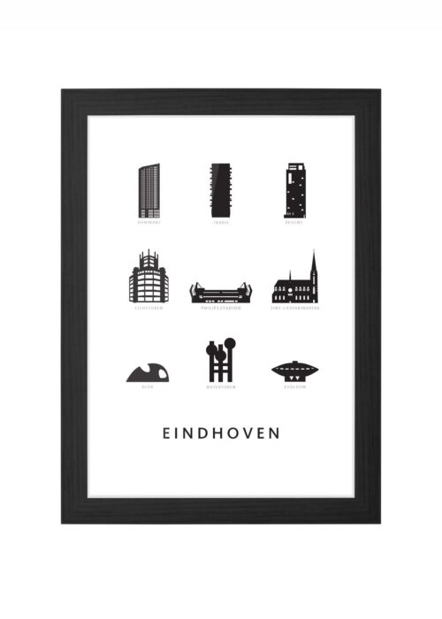 Eindhoven - Architectuur Print ingelijst in zwarte lijst