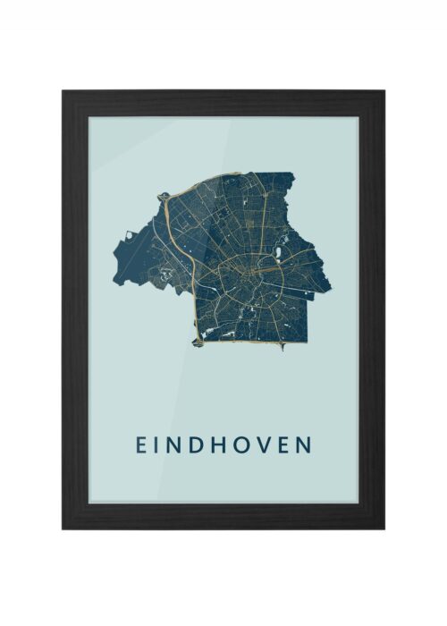eindhoven stadskaart poster ingelijst in zwarte lijst