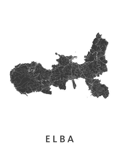 ElbaEilandkaart Wit|KunstinKaart