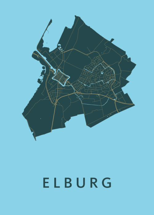 Elburg Azure Stadskaart Poster Kopen