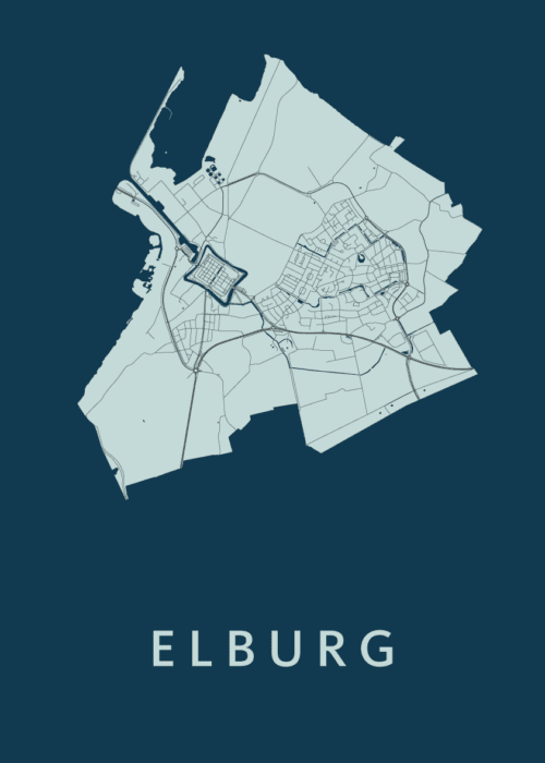 Elburg Navy Stadskaart Poster Kopen
