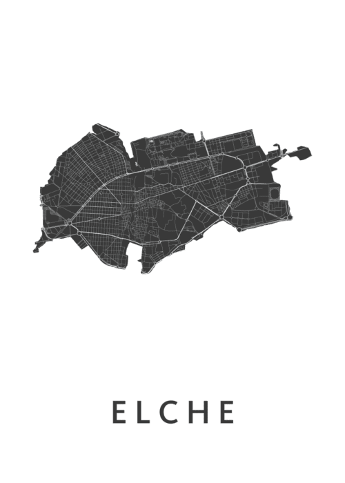 Elche Stadskaart Poster Kopen