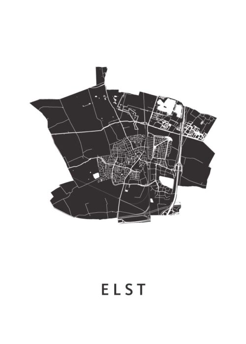 Elst White Stadskaart Poster Kopen