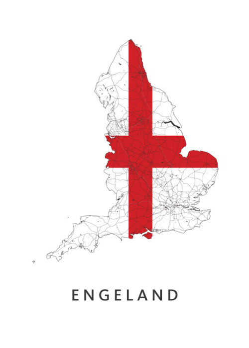 Engeland Landkaart Poster met Landvlag