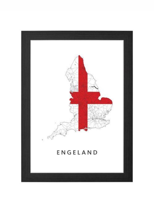 engeland landkaart poster landvlag ingelijst in zwarte lijst