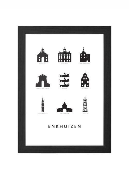 Enkhuizen - Architectuur Print ingelijst in zwarte lijst
