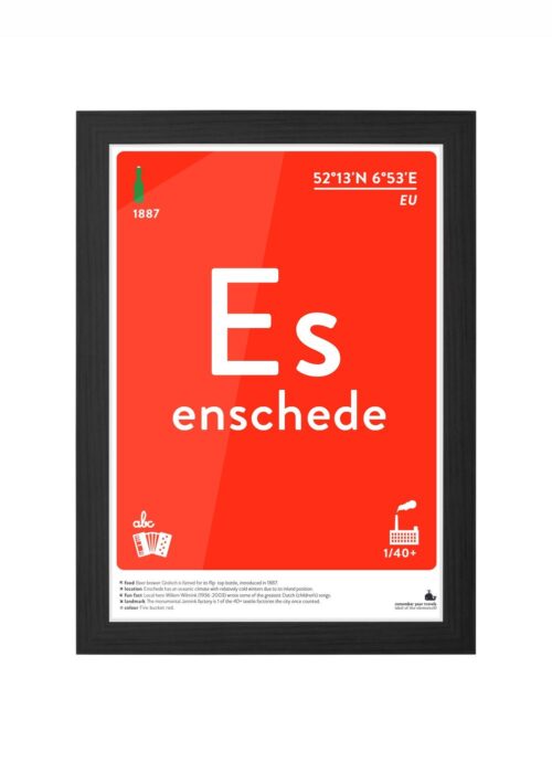enschede typografie poster ingelijst in zwarte lijst