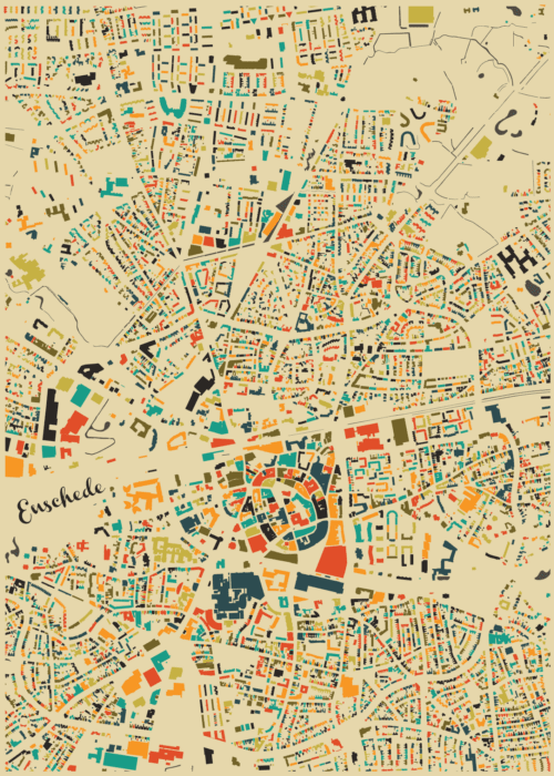 Enschede Mozaïek Stadskaart poster